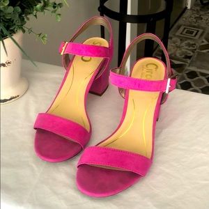 Suede sandals, 3” heels by Circus